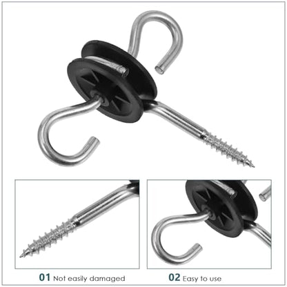 GANAZONO 4pcs Screw-in Electric Fence Insulator for Cattle and Ranch Fencing Post Anchors Dual for Secure Connections