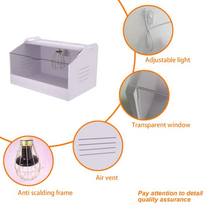 Chick Brooder Box with Heat Lamp - Suitable for Chicks, Ducks, Parrots & Lizards (19" X 12" X 12") - size: 19" X 12" X 12"