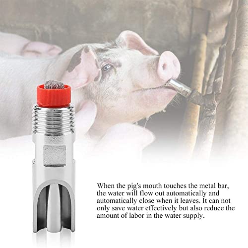 5Pcs Stainless Steel Automatic Nipple Drinker Feeder,Waterer RedDuckbilled for Sows Piglets