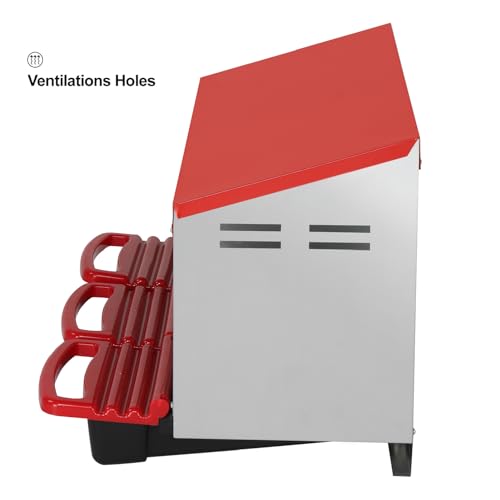 Chicken Nesting Boxes Plastic with Roll Away Egg,3 Compartment Roll Out Chicken Nest Box Egg Laying Box with Lid Cover,Rolling Egg Collection & Protection Chicken Coop for Up to 3 Hens,Red - color: Red, size: 31.9"L x 20.1"W x 18.5"H