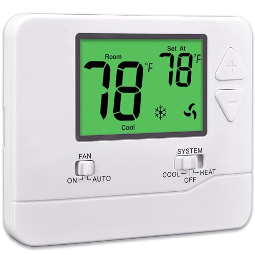 Suuwer Non-Programmable Thermostat for House, Digital Energy-Saving Home Thermostats, up to 1 Heat/1 Cool Single-Stage Systems (Green Backlight) - color: Green Backlight