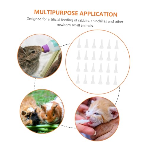 40Pcs PET Nurser Bottle Nipples Silicone PET Feeding Teats for Rabbits and Chinchillas Sturdy Chew-Resistant Accessories for Animal Feeding