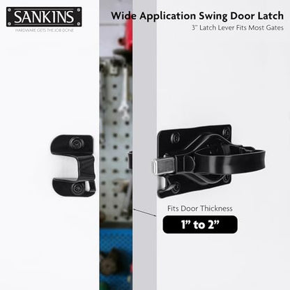 Gate Door Latch, Dual-Sided Operation, Heavy Duty Durable Gate Door Latches for Wooden, Vinyl, Metal Gates, Suitable for Inward and Outward Opening Gates, Enhanced Security with Lock, Black