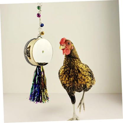 Happyyami Chicken Toy Stainless Steel Double-Sided Mirror Drum for Hens and Roosters Pet Entertainment Fun Reflection Play for Poultry