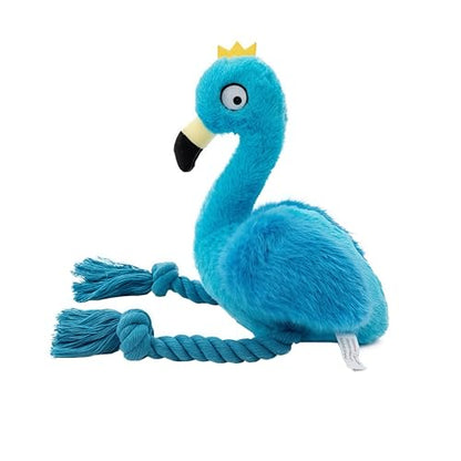 Plush Flamingo Dog Toy, Blue, Squeaky Stuffed Animal with Rope Legs, Interactive Chew Toy for Small, Medium Dogs - color: Blue Flamingo