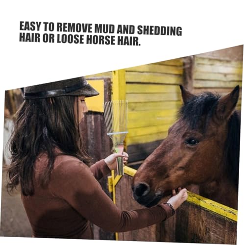 UKCOCO 2pcs Horse Grooming Comb Horsehair Wool Combs Rake for Horse Cattle Livestock Hair Removal