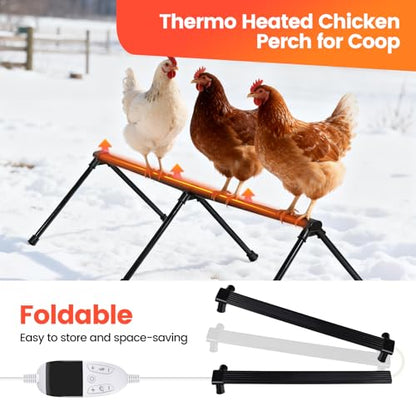 Heated Chicken Perch for Coop Thermo Heated Roosting Bar for Chickens Adjustable Temperature Heated Perch for Chicken Prevents Frozen Toes, Overheat Protection Chick Warm Coop Accessories