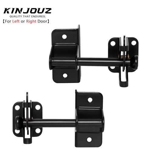 Self Locking Gate Latch for Wooden Fence, Heavy Duty Automatic Gravity Fence Latch for Wood Metal Gate, Gate Hardware Door Lock for Outdoor Pool Garden Shed, Black, 1Pack