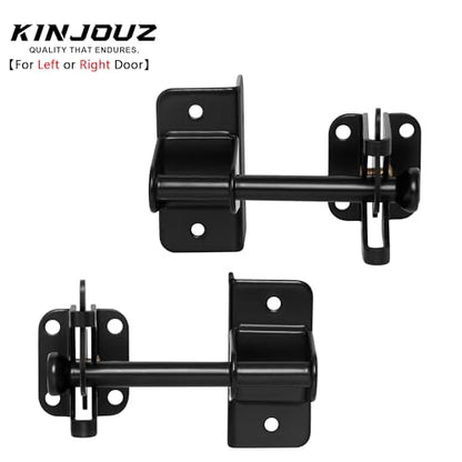 Self Locking Gate Latch for Wooden Fence, Heavy Duty Automatic Gravity Fence Latch for Wood Metal Gate, Gate Hardware Door Lock for Outdoor Pool Garden Shed, Black, 1Pack