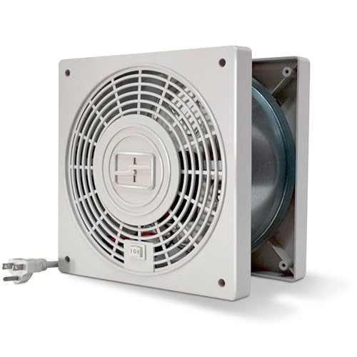 Suncourt ThruWall Room-to-Room Transfer Fan — Quiet Through Wall Vent Fan Improves Air Circulation Between Rooms 100-275 Sq. Ft. | 10’ Power Cord, 2-Speed (TW408) - size: Up to 130 CFM-Corded