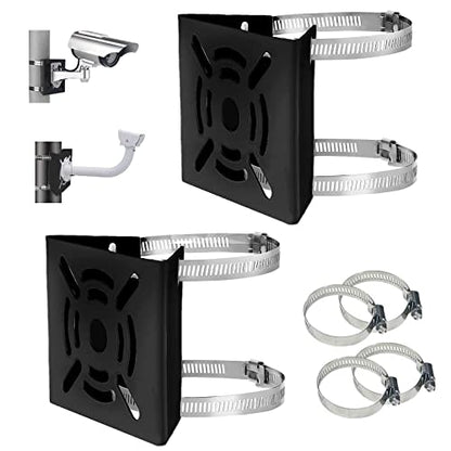 Universal Vertical Pole Mount Adapter Bracket for CCTV Security Camera PTZ Dome Vertical Pole Mounting Bracket Black with 4 Loops - size: 2 PACK