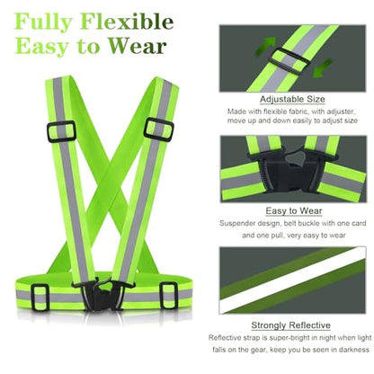 Reflective Vest Running Gear, 2Pack High Visible Safety VES for Cycling Jogging Running Walking, Adjustable for Men Women - color: Green