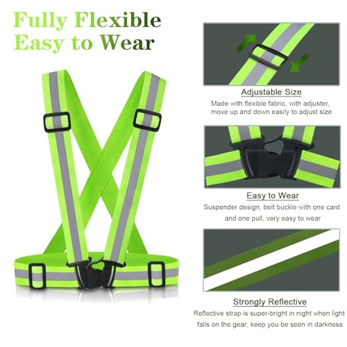 Reflective Vest Running Gear, 2Pack High Visible Safety VES for Cycling Jogging Running Walking, Adjustable for Men Women - color: Green+Orange