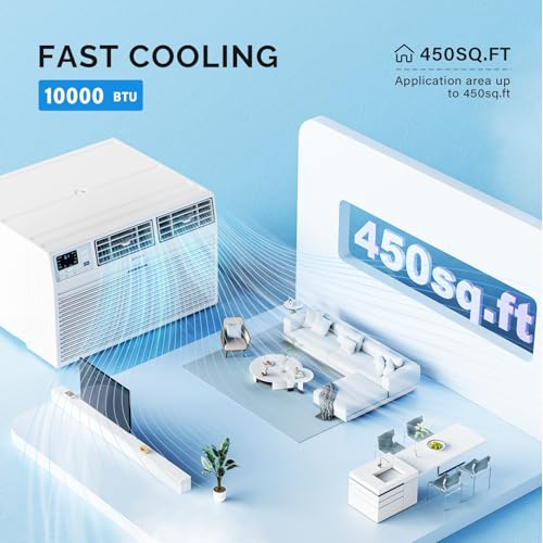 ROVSUN Smart 10000 BTU Through the Wall Air Conditioner with Remote & App Control, Energy Saving Wall AC Unit with Timer for Bedroom, Living Room, Apartment, Dorm up to 450 Square Feet, 115V/60Hz