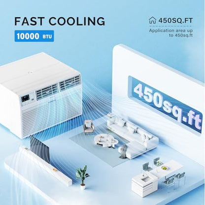 ROVSUN Smart 10000 BTU Through the Wall Air Conditioner with Remote & App Control, Energy Saving Wall AC Unit with Timer for Bedroom, Living Room, Apartment, Dorm up to 450 Square Feet, 115V/60Hz