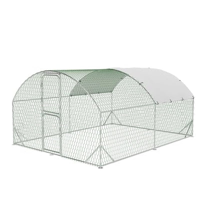 Large Metal Chicken Coop, Walk-in Poultry Cage, Large Chicken Run with Waterproof & Anti-UV Cover, Chicken Pen with Double Lockable Doors for Outdoor, 9.8x13.1x6.6FT - size: 9.8' W x 13.1' L x 6.6' H