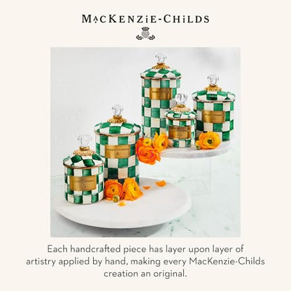 MACKENZIE-CHILDS Enamel Canister, Versatile Kitchen Storage Container for Flour and Sugar, Demi, 24-Ounce Capacity, Green-and-White Emerald Check - color: Emerald Check