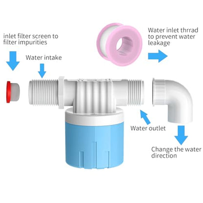 "3/4" Automatic Water Level Control Valve | Water Float Valve for Water Tanks | water trough float valve | Automatic Filling | Automatic Shut Off | Perfect Upgrade for Water Tanks" (2-Pack) - style: 3/4 inch Side water