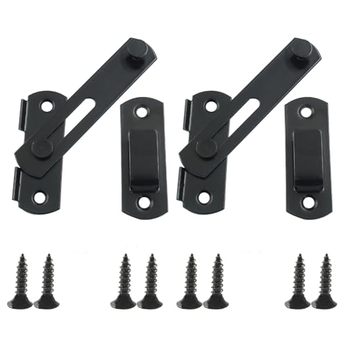 Waziaqoc 2 PCS Barn Door Latches, 3.93 x 2.75 Inch Sliding Barn Door Lock, Stainless Steel Gate Latches for Barn Door Cabinet Window Closet Door, Black - size: 3.93 x 2.75 Inch