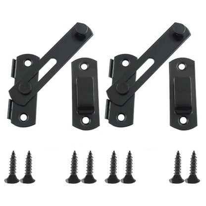 Waziaqoc 2 PCS Barn Door Latches, 3.93 x 2.75 Inch Sliding Barn Door Lock, Stainless Steel Gate Latches for Barn Door Cabinet Window Closet Door, Black - size: 3.93 x 2.75 Inch