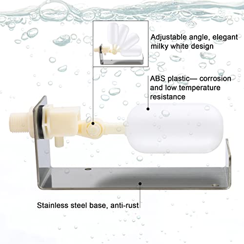 briidea Water Fountain Auto Fill System, Water Leveler Float Valve Kit, 1/4 Tube with Adjustable Arm for Outdoor Fountains, Gardens, Ponds