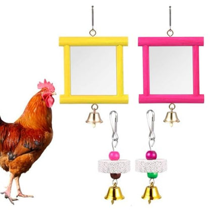 Chicken Toy Mirror | Chicken Mirror Beak Grinding Molar Stone,Safe Multi Functional Roosters Hens Entertainment for Garden Farm Outdoor Space