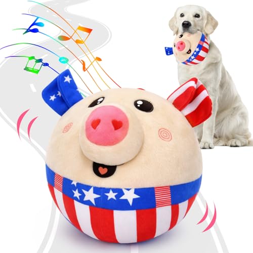 BABORUI Interactive Dog Toys Independence Pig, 4th of July Dog Toys with Recording and Music Modes, Independence Day Dog Toys for Small/Medium/Large Dogs to Keep Them Busy(Independence Pig) - color: Independence Pig
