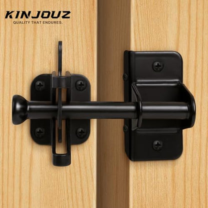 Self Locking Gate Latch for Wooden Fence, Heavy Duty Automatic Gravity Fence Latch for Wood Metal Gate, Gate Hardware Door Lock for Outdoor Pool Garden Shed, Black, 1Pack
