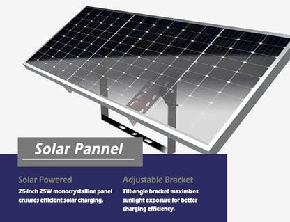 Blütezeit Solar Swing Gate Opener, 880lb Single-Arm Operator with Built-in 24V Lithium Battery & 25W Solar Panel, Integrated Control Box for Easy Install, Smart Auto Setting, 2 Remotes & Complete Kits