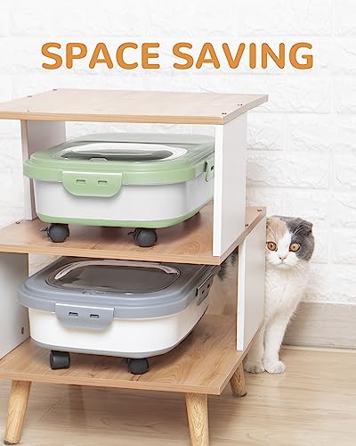 20-23 Lbs Dog Food Storage Container - Collapsible Dog Food Container with Attachable Casters and Scoop,Travel Silicone Bowl, Pet Food Storage Containers to Keep Dry Food Fresh,Easy to Move - color: Grey