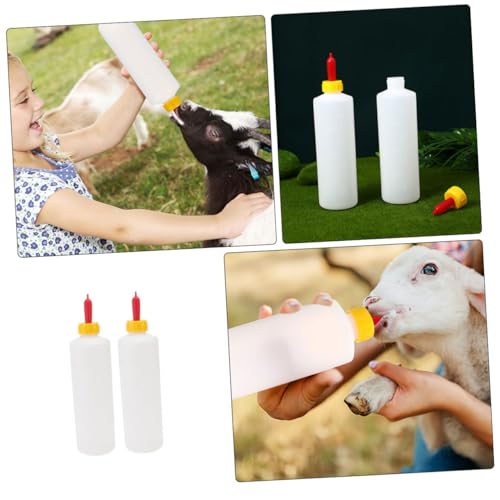 2sets Goat Calf Milk Feeding Bottles Sheep Milk Feeders Farm Small Calf Feeder Replaceable Nipples
