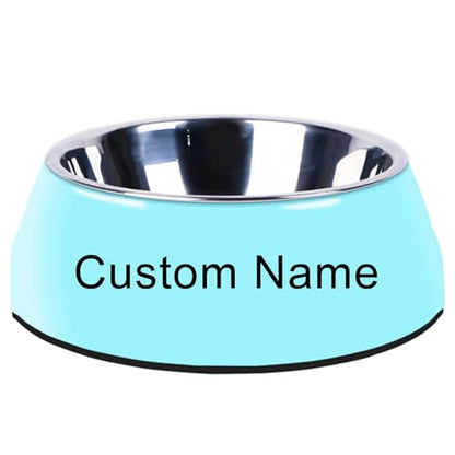 Personalized Stainless Steel Dog & Cat Food/Water Bowls – Custom Pet Name, Non-Slip, Easy Clean Feeding Dishes with Separate Plates(Blue) - color: Blue