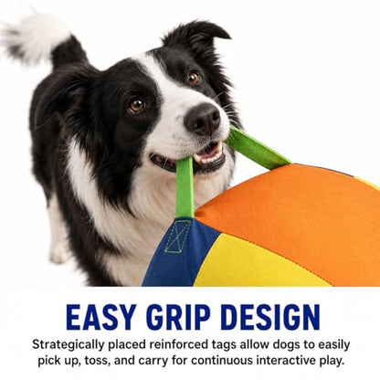 Herding Ball for Dogs, 18"/45cm | Durable Tear Resistant, Inflatable, Heavy Duty Handle Cover & Pump, Jumbo Size for Active Herding Breeds