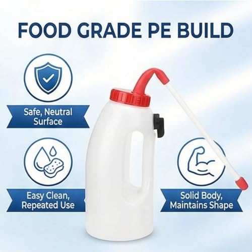 4L Calf Feeding Bottle, Handheld Milk Feeding Device with Rubber Nipple and Handle, Calf Milk Feeder for Farm Livestock Care and Nursing Use, Calf Bottle 4L Capacity Set with Stomach Tube