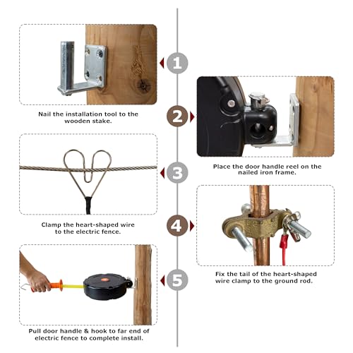Electric Fence Gate Handle, Retractable Electric Fence Door Handle Built in 20mm Electric Fence Poly Tapes, Length 18m, Gate Connector | Retractable Electric Fence Door Handle Length 18m, Gate Connector - size: Tape Gate Handle - 18M
