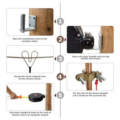 Electric Fence Gate Handle, Retractable Electric Fence Door Handle Built in 20mm Electric Fence Poly Tapes, Length 18m, Gate Connector | Retractable Electric Fence Door Handle Length 18m, Gate Connector - size: Tape Gate Handle - 18M