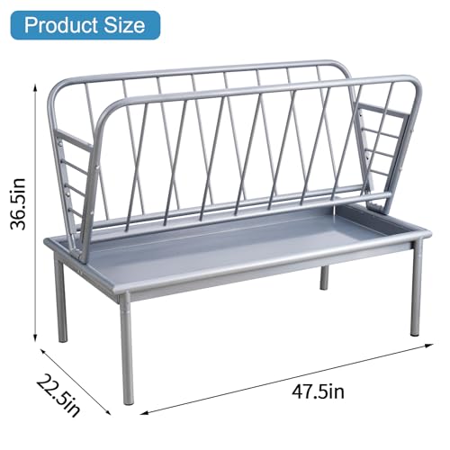47.2" x 22.5" x 23.6" Heavy Duty Galvanized Steel Hay Feeder, Large Capacity 2 in 1 Grain & Hay Rack, Multiple Sided Pasture Hay Rack for Sheep Horses, etc