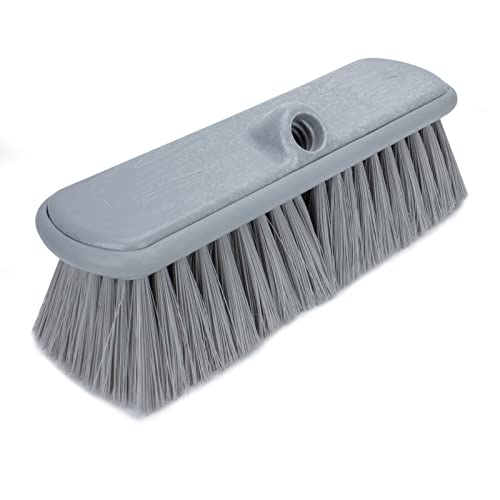 SPARTA Flo-Thru Heavy-Duty Deck Scrub Brush Nylon Bristled, Boat and Floor Scrub Broom with Protective Bumper for Floors and Large Equipment, Plastic, 9.5 Inches, Gray - color: Gray
