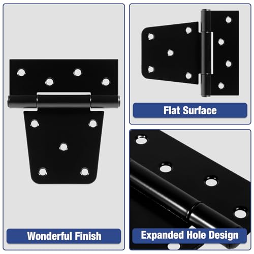 TDCHINGES T-Strap Door Hinges 3.5 inch Black Door Shed Hinge Square Barn Hinges Heavy Duty Gate Hinges Wrought Hardware (4 Pack, 3.5 Inch, 2.5 mm) - size: 4Pack-3.5inch