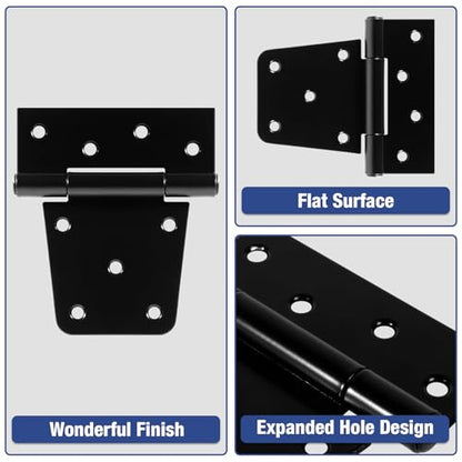 TDCHINGES T-Strap Door Hinges 3.5 inch Black Door Shed Hinge Square Barn Hinges Heavy Duty Gate Hinges Wrought Hardware (4 Pack, 3.5 Inch, 2.5 mm) - size: 4Pack-3.5inch