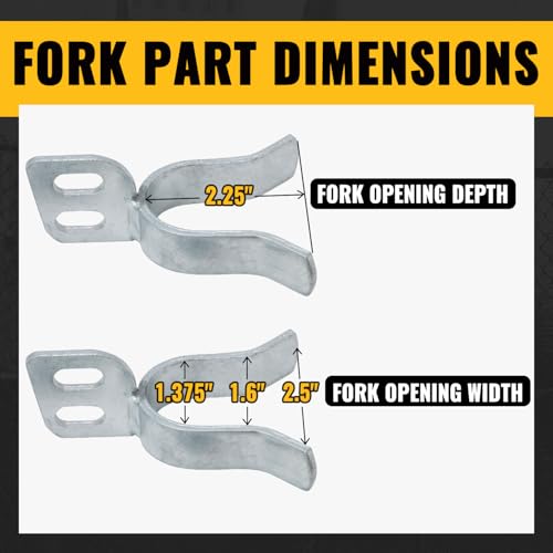 VIVIDA 1-3/8" Chain Link Gate Hinge Kit, Include Male & Female Gate Hinge, 1-3/8" Fence Fork Latch, Galvanized Steel - size: 1-3/8" × 1-3/8" (SILVER)