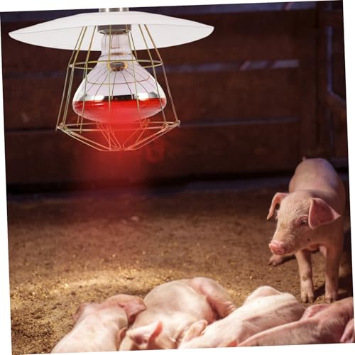 Happyyami Heating Lampshade Metal Chicken Coop Light Cover for Reptiles Heat Distribution Quick Installation for Livestock and Pet Heat Needs