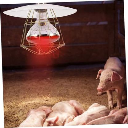 Happyyami Heating Lampshade Metal Chicken Coop Light Cover for Reptiles Heat Distribution Quick Installation for Livestock and Pet Heat Needs