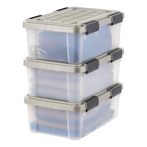 IRIS USA 16 Qt Storage Bins with Gasket Seal Lid, 3 Pack - BPA-Free, Heavy Duty Moving Containers Tight Latch, Weather Proof Tote, WEATHERPRO - Clear/Chrome - size: 16 Qt. - 3 Pack
