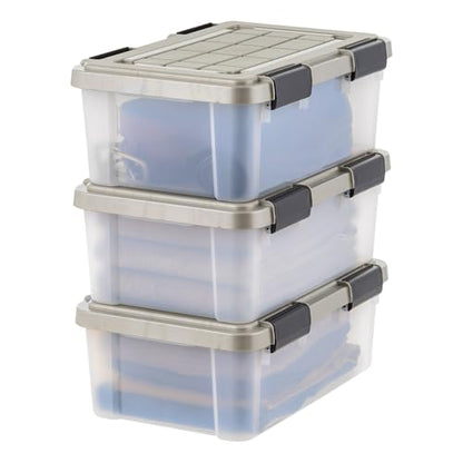 IRIS USA 16 Qt Storage Bins with Gasket Seal Lid, 3 Pack - BPA-Free, Heavy Duty Moving Containers Tight Latch, Weather Proof Tote, WEATHERPRO - Clear/Chrome - size: 16 Qt. - 3 Pack