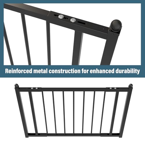 Deck Railing Gate Outdoor, Upgraded Expandable 3 to 4 FT.W x 32in.H, with Latch, No Cutting Required, Freestanding Pet Gate for Large Openings, Stairs, Hallways, Doorways, Deck, Yard (Black) - color: 32in
