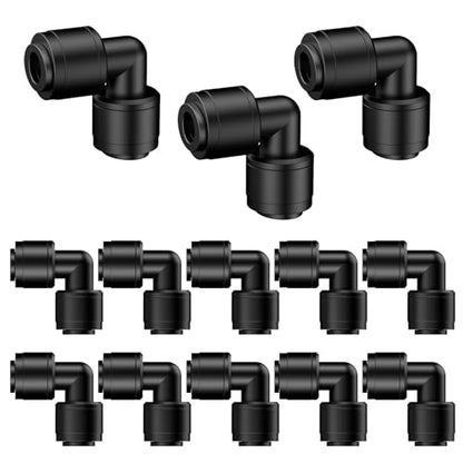 Pawfly 15 Pcs Quick Connect 1/4" Drip Irrigation Elbow Connectors, Anti-Leak Drip Irrigation Parts, Push-to-Fit 2-Way Elbows, Universal 90 Degree Elbow Fittings for 1/4 Inch Irrigation Tubing - size: 1/4" Nut Elbow