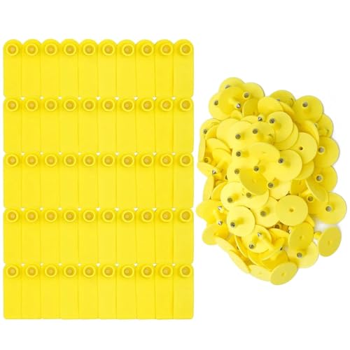 Ear Tags Blank 100pcs Livestock Large Plastic Cattle Tags with Numbers for Cows, Sheep, Goats Durable Farm Animal Identification Ear Tag(Yellow,50x18mm(1.97x0.71)) - color: Yellow, size: 50x18mm(1.97x0.71")