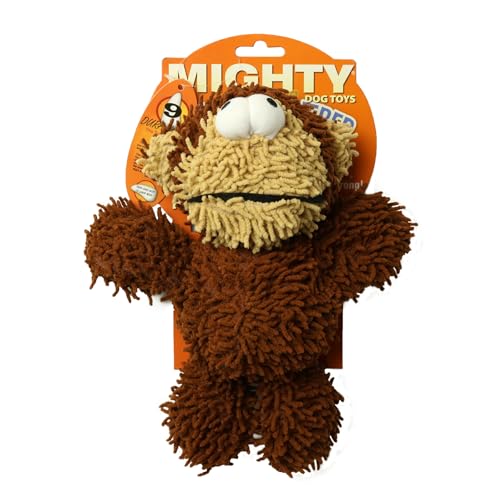 MIGHTY® 2 Pack Microfiber Medium Monkey Dog Toys | Ultra Durable Plush Toy with Multiple Layers & Reinforced Seams , Washable and Floats , Mighty® Construction - color: 2PK Brown Monkey