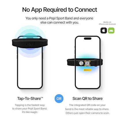 Authentic Patented Popl Bracelet™ (Avoid Fake Knockoffs) - Smart NFC Networking Card - Simply Tap to Exchange Contact Info, Capture Leads, & Manage Contacts (Black on Black) - color: Black on Black